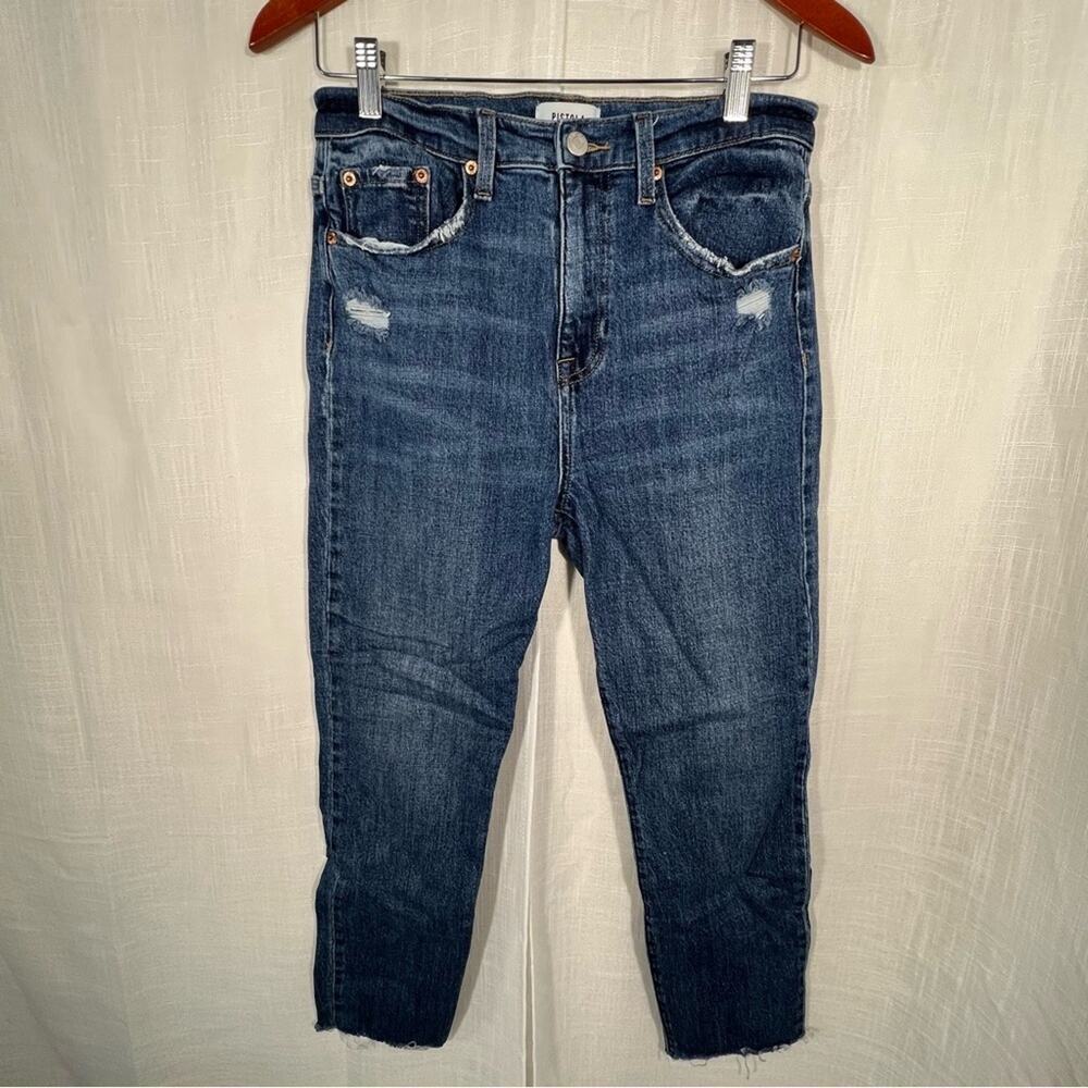 Pistola Distressed Skinny Cropped Raw Hem Ankle Jeans Size 28